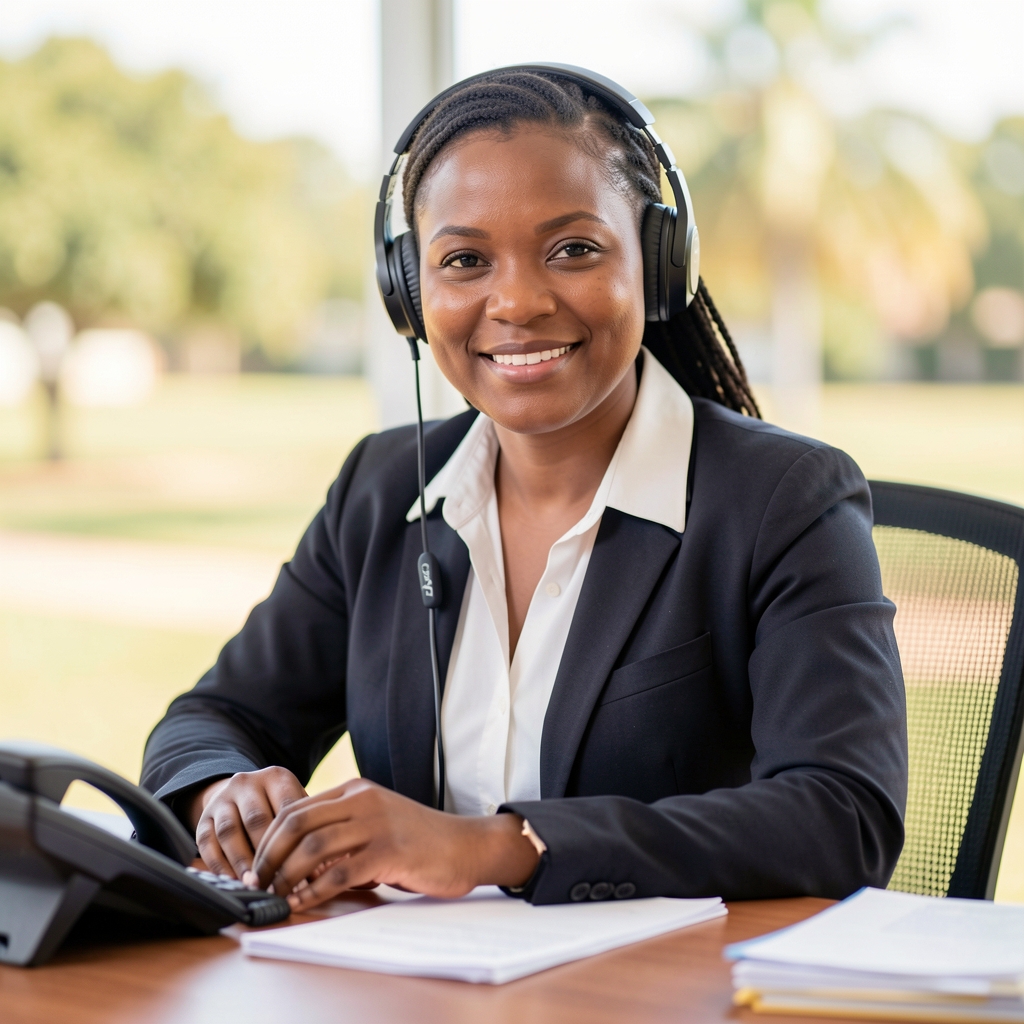 Drelvek customer support colleague at a bright Pretoria desk with a phone and order notes